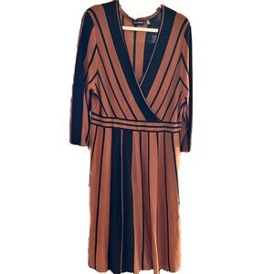 NWT Nina Leonard striped v neck midi dress size XL